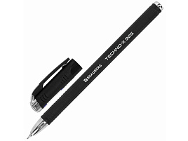 Ручка Brauberg 144224 "Techno-X 925", СИНЯЯ, масляная, корпус черный, серебристые детали, линия 0,5 мм