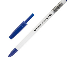 Ручка Brauberg 143419 масляная Stick Medium, СИНЯЯ, узел 1 мм, линия письма 0,5 мм
