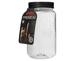 Банка для сыпучих пластик 1,3л 440200313/8081 квадратная с рельефом