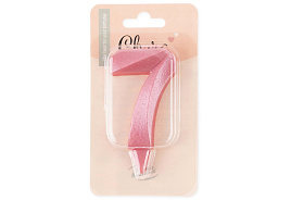 Свеча-цифра "7" Грани розовая 1750