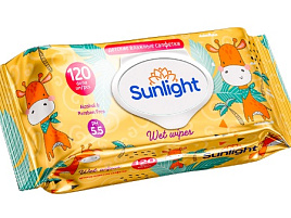 Влажные салфетки Детские 120шт Sunlight Eco с кр.Жираф