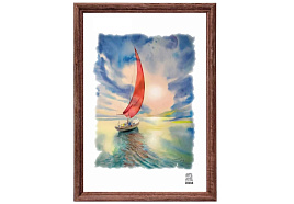 Фоторамка 24*30 Красное дерево 1702 без стекла