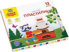 Пластилин 12цв. Енот в сказке МП_41711 144г, со стеком, картон