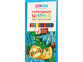 Карандаши цветные 24цв. ArtSpace CP_41022 "Милые зверушки", заточен., картон, европодвес