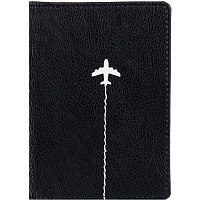 Обложка на паспорт OfficeSpace 311111 "Travel", кожзам, черный, тиснение фольгой
