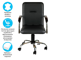 Кресло Helmi HL-M23 "Самба G/Samba G", CH, экокожа, черный, орех, механизм качания BOX1