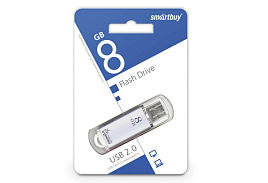 Флеш-драйв Smart Buy 8Gb SB8GBVC-S "V-Cut"  USB 2.0 серебристый (металл. корпус )