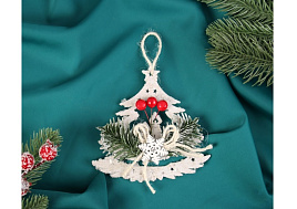 Подвеска пластик Елочка с ягодками 10497723 11*11см