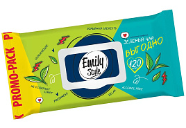 Влажные салфетки Emily Style 120шт.Зеленый чай клапан