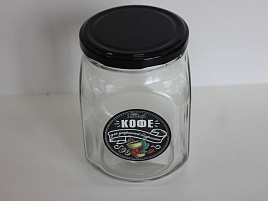 Банка для сыпучих стекло 650мл Кофе черная с мет.кр. 626-2506/6025