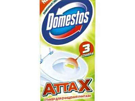 Блок для унитаза Domestos 3шт.Стикер свеж.лимона(Unilever)1482