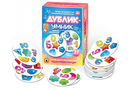Настольная игра 02484 Русский стиль "Дублик-умник. Цифры и фигуры", 30 карточек, картонная коробка