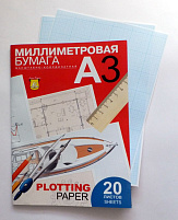 Бумага масштабно-координатная А3 Лилия Холдинг ПМ/А3 20л. голубая, в папке