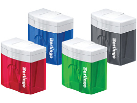 Точилка Berlingo 15039 "Perfect XL", 2 отверстия, контейнер, ассорти