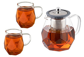 Чайник заварочный стекло 820 мл.+2 кружки107498/4521