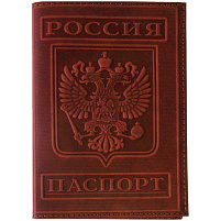 Обложка на паспорт OfficeSpace KPs_1643/176868 кожа тип 3, терракот, тиснение ГЕРБ