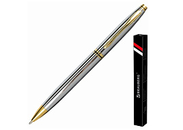 Ручка BRAUBERG 141414 шариковая "De Luxe Silver", корпус серебристый, узел 1 мм, линия письма 0,7 мм, синяя