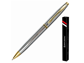 Ручка BRAUBERG 141414 шариковая "De Luxe Silver", корпус серебристый, узел 1 мм, линия письма 0,7 мм, синяя