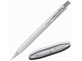 Ручка BRAUBERG 143490 шариковая "Vocale", СИНЯЯ, корпус серебристый с хромированными деталями, линия письма 0,5 мм