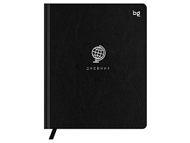 Дневник универс. D5h48_67483 "Глобус. Черный", иск. кожа, тиснение фольгой, ляссе