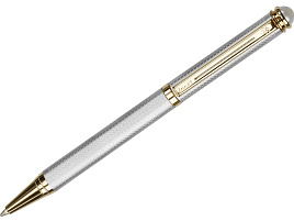 Ручка Luxor 210026 "Ellan" синяя, 1,0мм, корпус серебро/золото, поворотный механизм, футляр