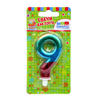 Свеча-цифра "9" радужная ч04019