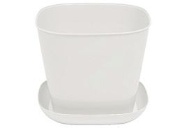 Кашпо цветочное 9,8л квадрат 389806 белый с/п