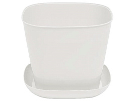 Кашпо цветочное 9,8л квадрат 389806 белый с/п