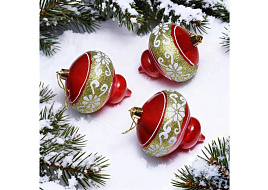 Набор новогодних украшений S2492 Праздничные узоры 3шт