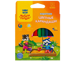 Карандаши цветные 12цв. Мульти-Пульти CP_54890 "Приключения Енота", короткие, заточен., картон, европодвес