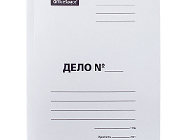 Скоросшиватель карт. OfficeSpace 257319 "Дело", картон немелованный, 400г/м2, белый, пробитый, до 200л.