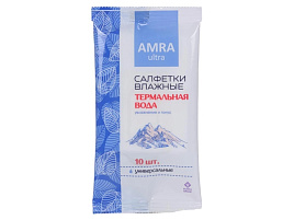Влажные салфетки AMRA 10шт Универс.на терм.воде М