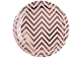 Тарелка бумажная 23см 6231889 Зигзаги, розовое золото 6шт