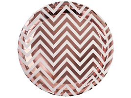 Тарелка бумажная 23см 6231889 Зигзаги, розовое золото 6шт