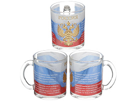 Кружка стекло 300мл 208-Д Гимн России