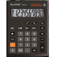 Калькулятор SKAINER SK-210 настольный, 10 разр., двойное питание, 103*137*31мм, черный