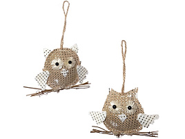 Подвеска текстиль Сова 9см 723002