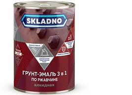 Эмаль-грунт 3в1 по ржавчине Skladno 0,8кг красная 6482