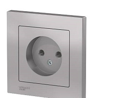 Розетка 1м  AtlasDesign 16А без зазем.алюм. ATN000340