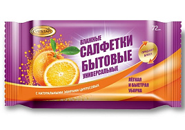Влажные салфетки Вестар М 72шт.Бытовые универсальные с эфирами цитрусовых