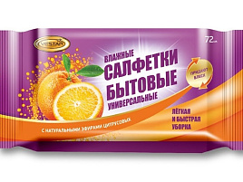 Влажные салфетки Вестар М 72шт.Бытовые универсальные с эфирами цитрусовых