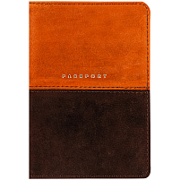 Обложка на паспорт OfficeSpace 311098 "Duo", кожа, осень+коричневый, тиснение фольгой