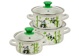 Набор кастрюль эмаль 3пр (1+1,5+2,3л) Пандочки-1 Экстра