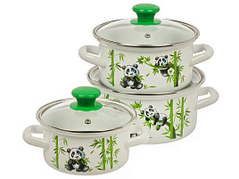 Набор кастрюль эмаль 3пр (1+1,5+2,3л) Пандочки-1 Экстра