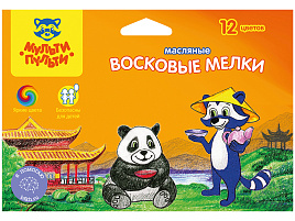 Масляные мелки 12цв. Енот в Китае ОС_10455 трехгранные, картон. уп., европодвес