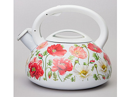 Чайник нержавейка 3л 916-437/4372 Agness Белые маки со свистком