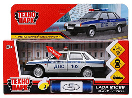 Машина металлическая 21099-12-SR LADA-21099 "СПУТНИК" 12 см, двер, баг, инерц, серебр мет, кор.