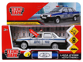 Машина металлическая 21099-12-SR LADA-21099 "СПУТНИК" 12 см, двер, баг, инерц, серебр мет, кор.