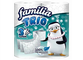 Туалетная бумага Familia Trio 4шт.3-х сл.Natural