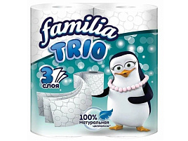 Туалетная бумага Familia Trio 4шт.3-х сл.Natural